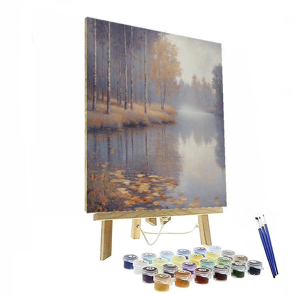 Claude Monet Inspired Autumn Riverbank Veiled In Fog painting number kit