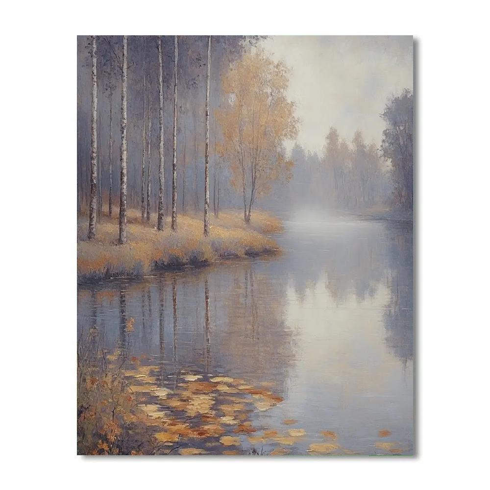 Claude Monet Inspired Autumn Riverbank Veiled In Fog painting number kit