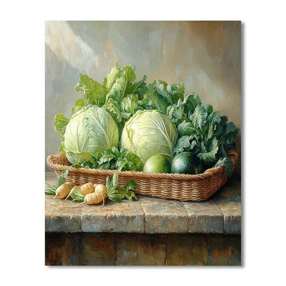 Diego Velázquez Inspired Market Vegetables In Silvery Morning Light DIY paint by numbers