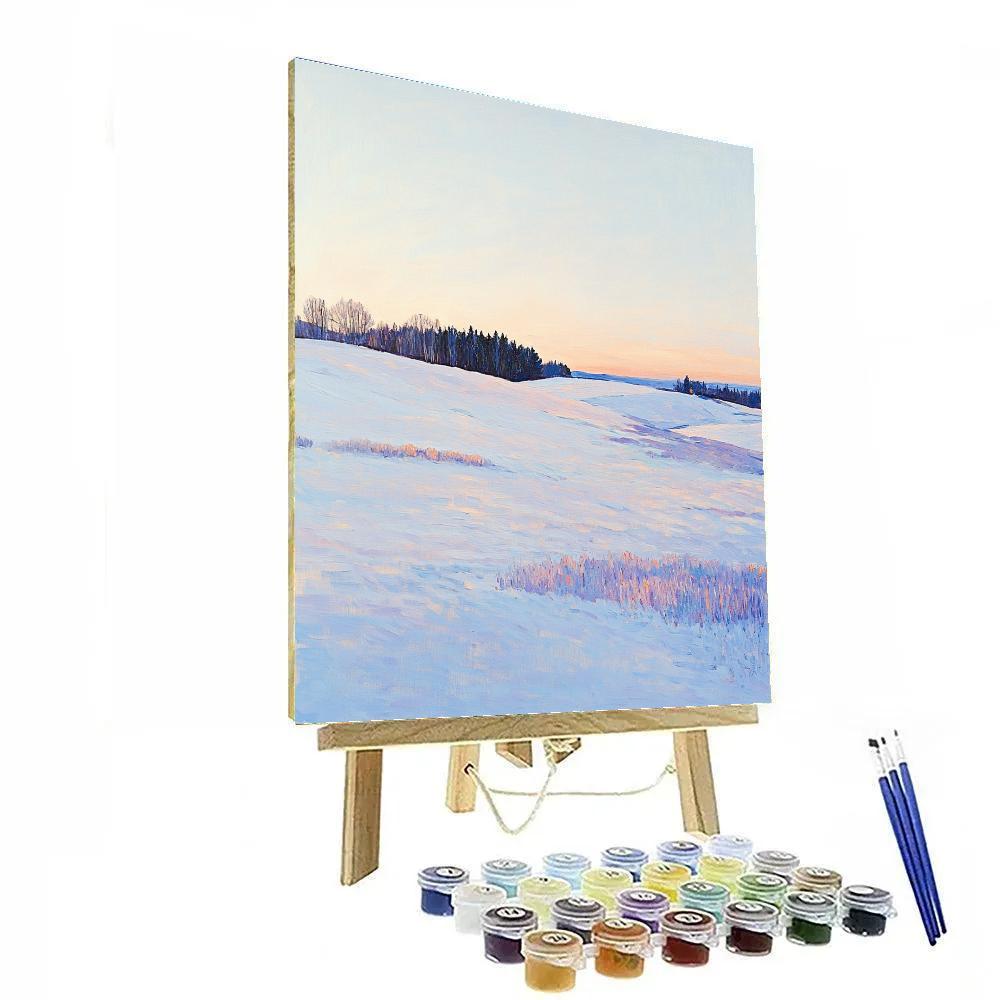 Claude Monet Inspired Winter Fields With Lavender Snow Glow Paint by numbers kits