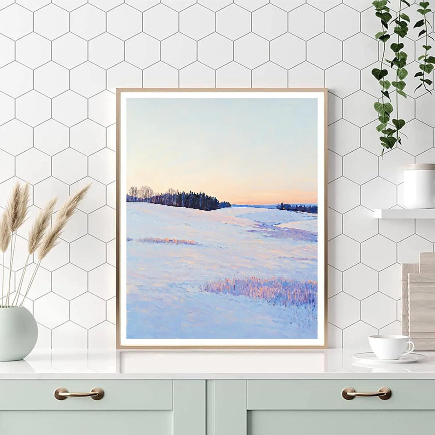 Claude Monet Inspired Winter Fields With Lavender Snow Glow Paint by numbers kits