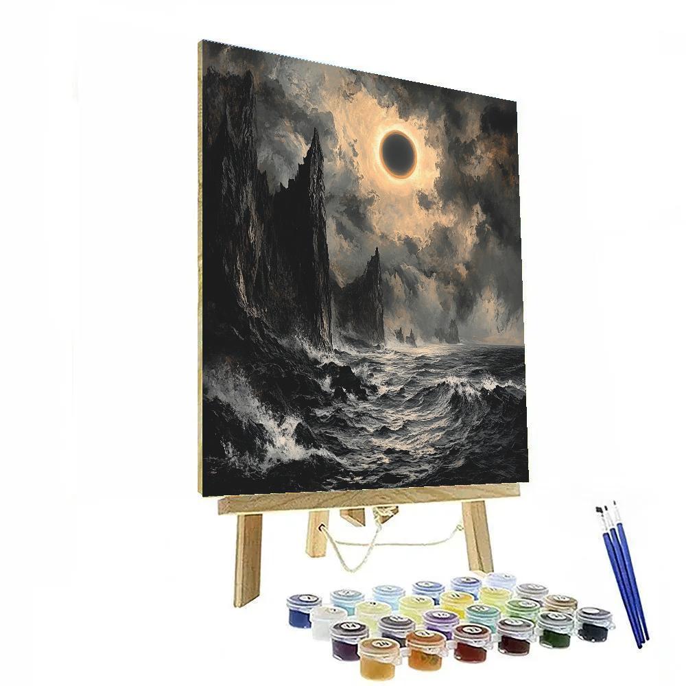 Francisco Goya Inspired Eclipse Over Crumbling Basalt Cliffs painting number kit