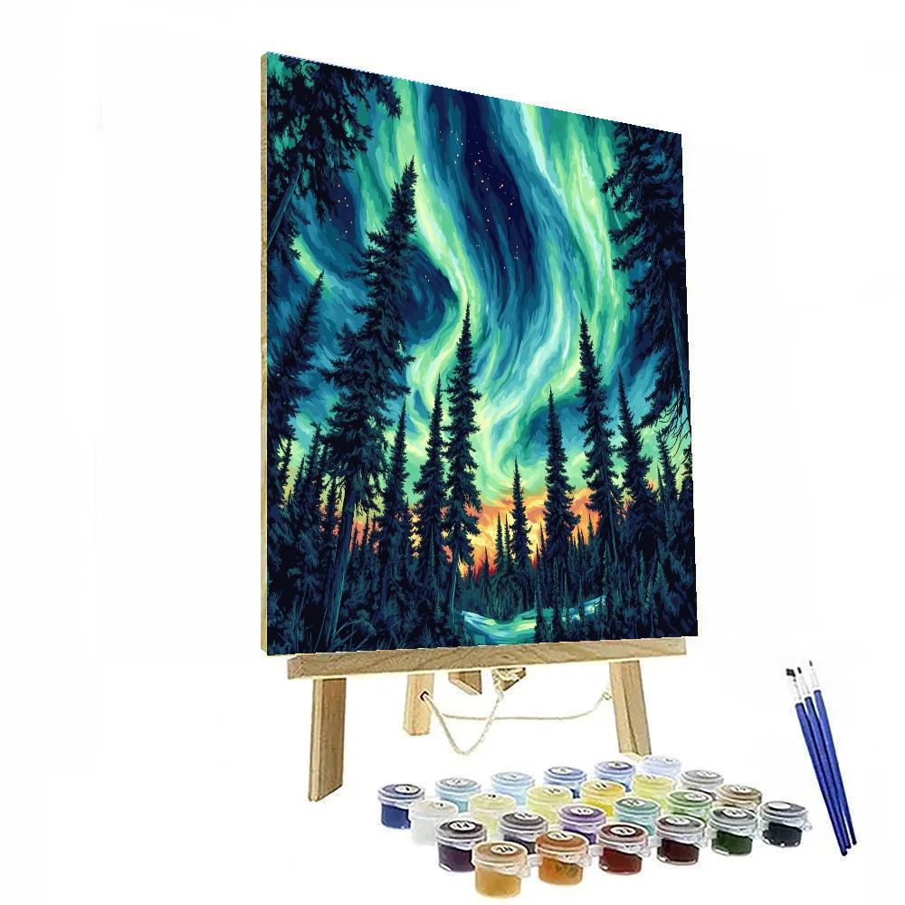 Edvard Munch Inspired Aurora Over Trembling Pines Paint by numbers art