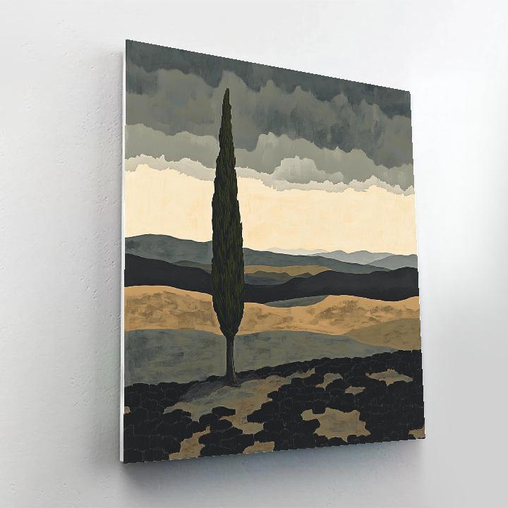 Francisco Goya Inspired Withered Cypress On Ashen Plateau paint by number