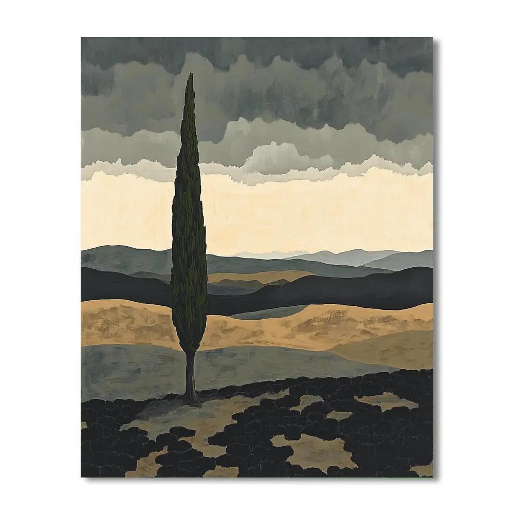 Francisco Goya Inspired Withered Cypress On Ashen Plateau paint by number