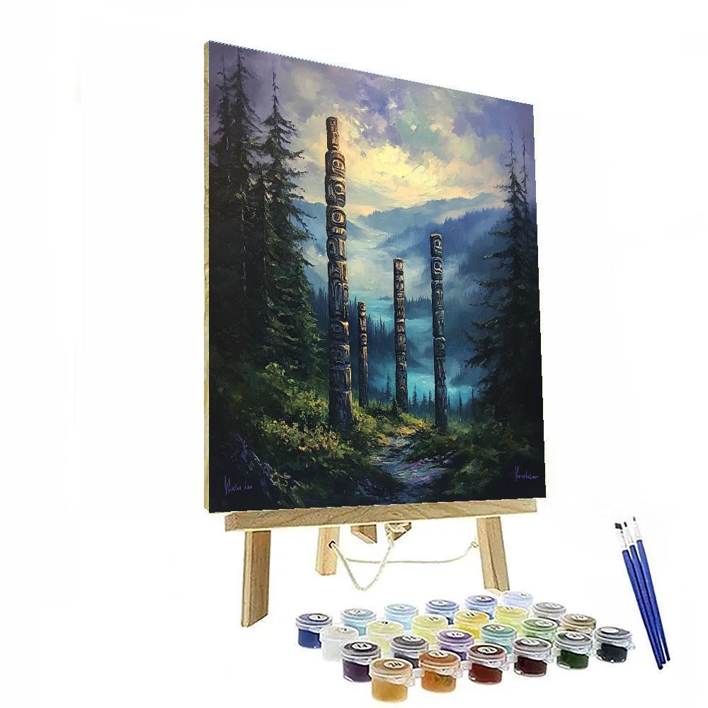 Emily Carr Inspired Totem Ridge In Mist Paint by numbers kits