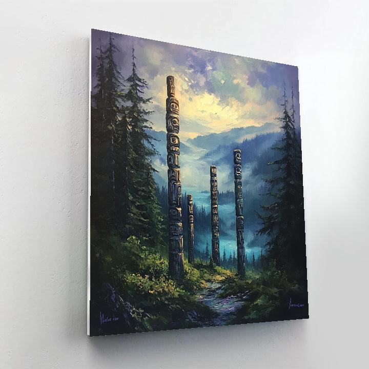 Emily Carr Inspired Totem Ridge In Mist Paint by numbers kits