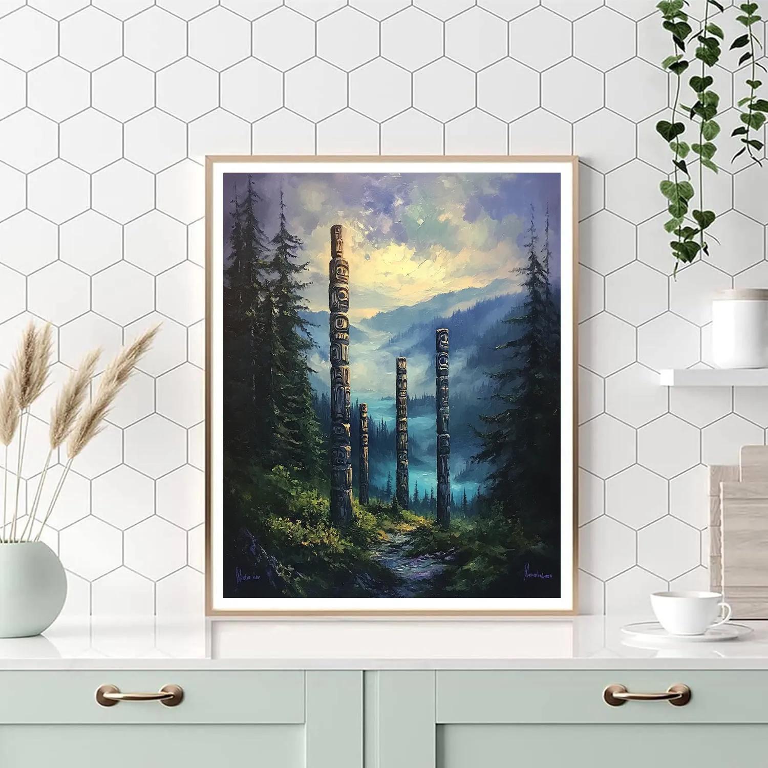 Emily Carr Inspired Totem Ridge In Mist Paint by numbers kits