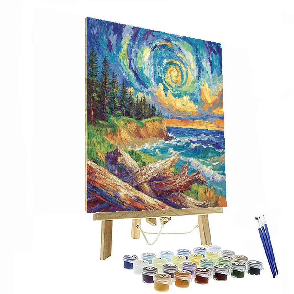 Emily Carr Inspired Churning Coastal Driftwood Sky Numbered painting kits