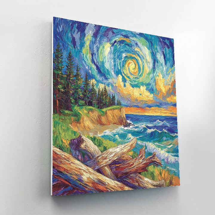 Emily Carr Inspired Churning Coastal Driftwood Sky Numbered painting kits