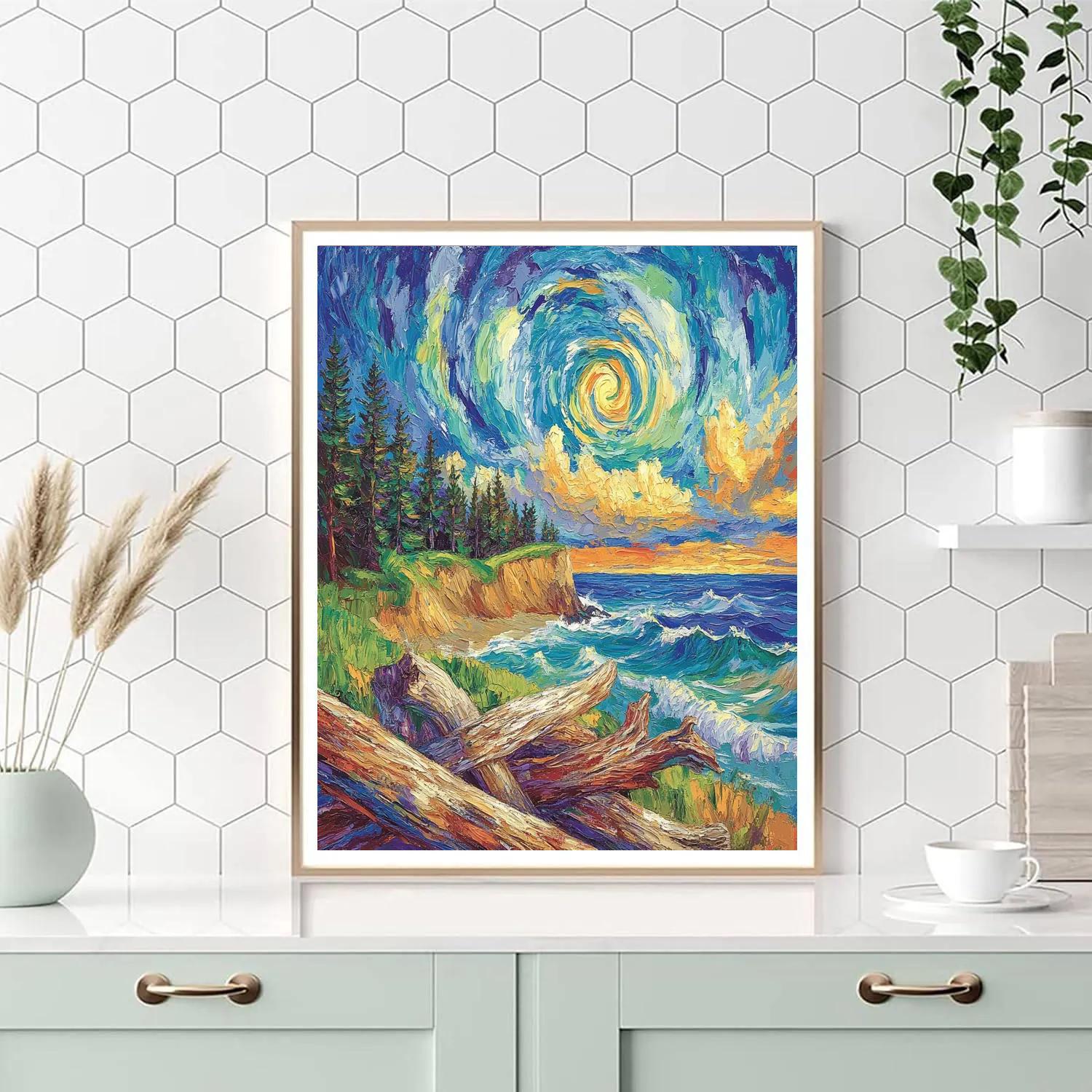 Emily Carr Inspired Churning Coastal Driftwood Sky Numbered painting kits