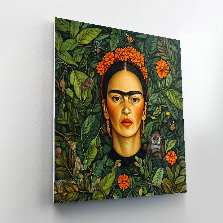 Frida Kahlo Inspired Symbolic Garden Portrait Paint by numbers art