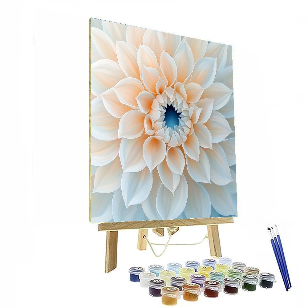 Georgia O Keeffe Inspired Ivory Petals Unfolding Around Azure Hollow Paint by numbers art