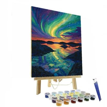 Frederick Varley Inspired Aurora Bloom Over Granite Shield DIY paint by numbers