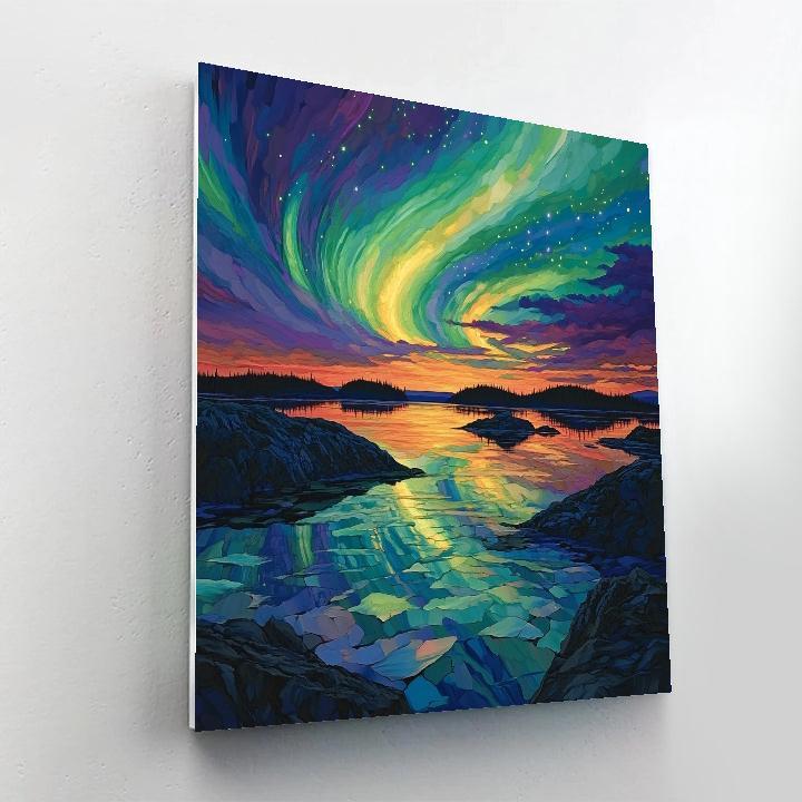 Frederick Varley Inspired Aurora Bloom Over Granite Shield DIY paint by numbers