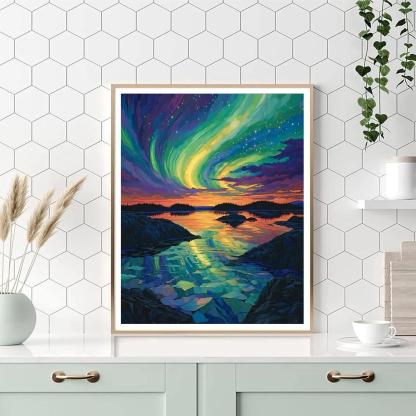 Frederick Varley Inspired Aurora Bloom Over Granite Shield DIY paint by numbers