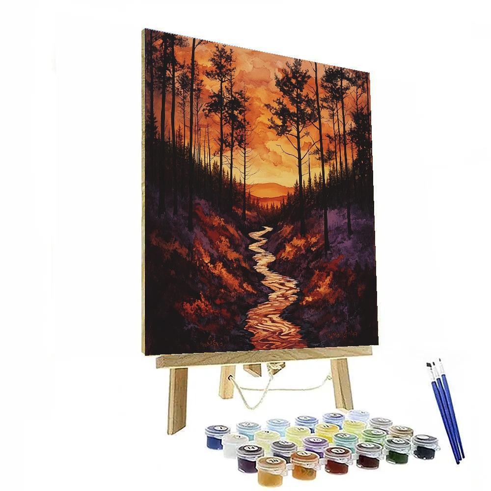 Frederick Varley Inspired Ember Dusk In Autumn Ravine Paint by numbers art