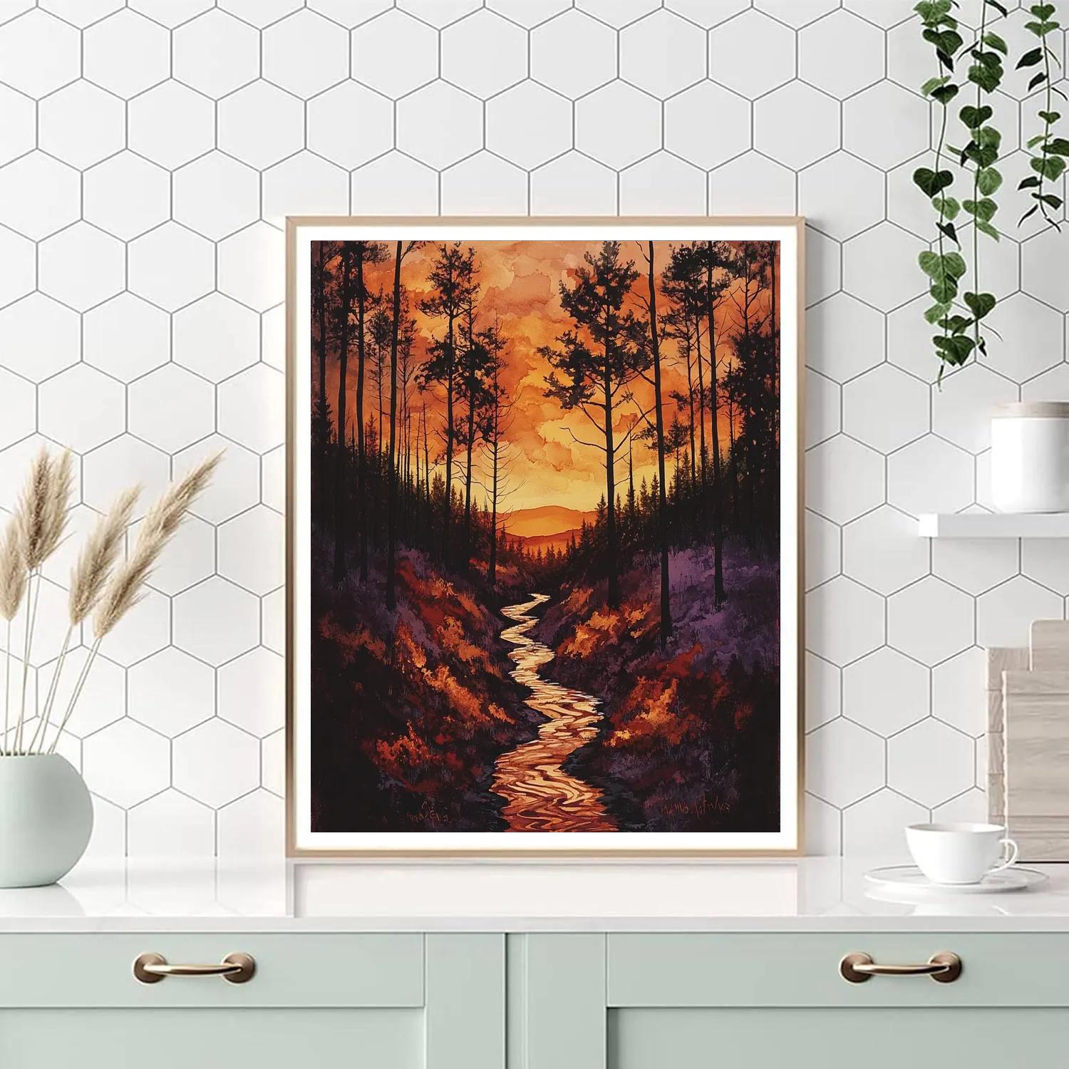 Frederick Varley Inspired Ember Dusk In Autumn Ravine Paint by numbers art