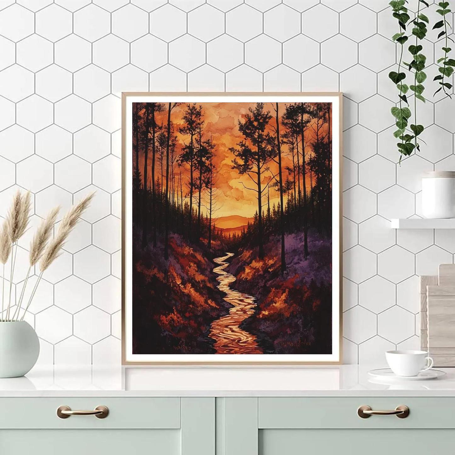 Frederick Varley Inspired Ember Dusk In Autumn Ravine Paint by numbers art