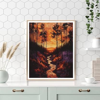 Frederick Varley Inspired Ember Dusk In Autumn Ravine Paint by numbers art