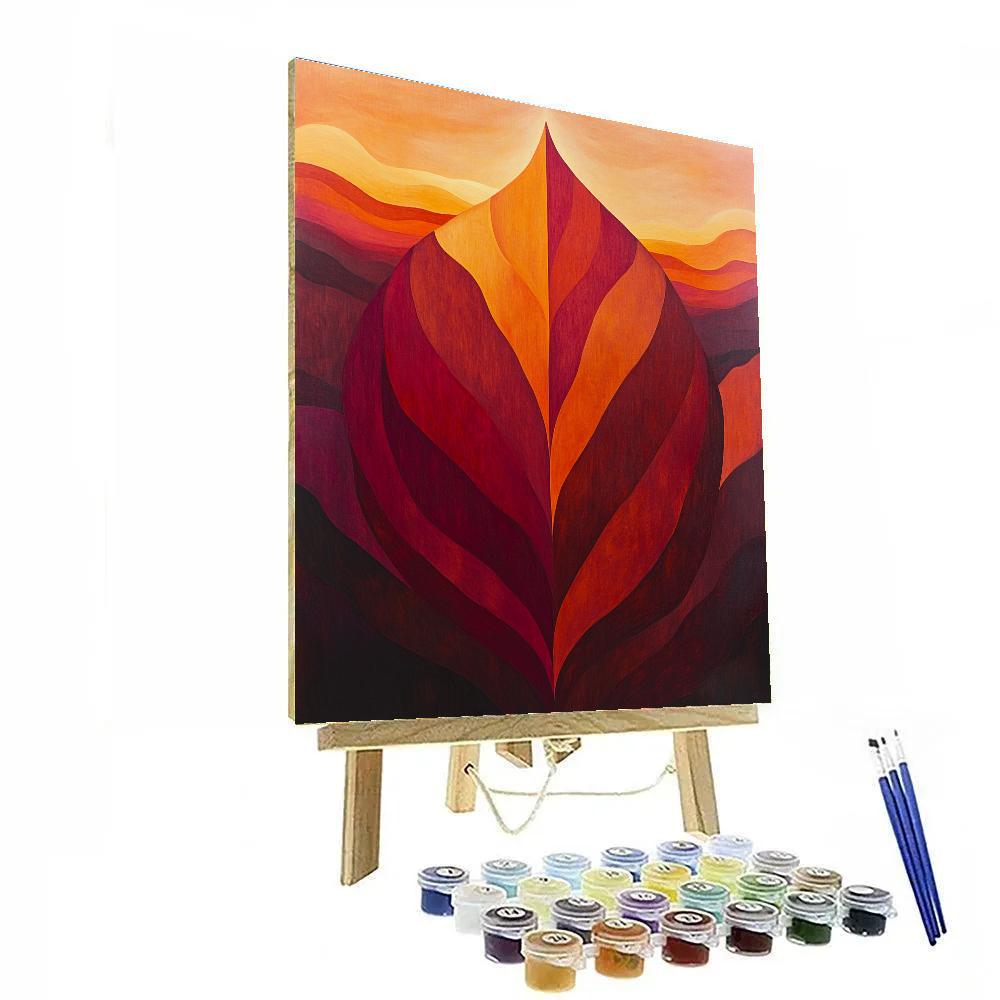 Georgia O Keeffe Inspired Crimson Desert Canyons In A Single Petal DIY paint by numbers