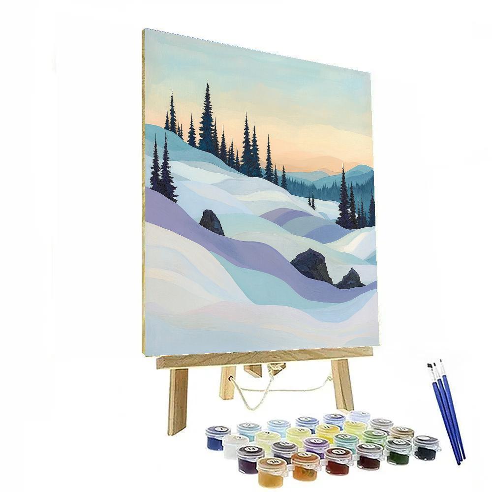 Franklin Carmichael Inspired Winter Pines In Violet Snowlight Painting by numbers kit