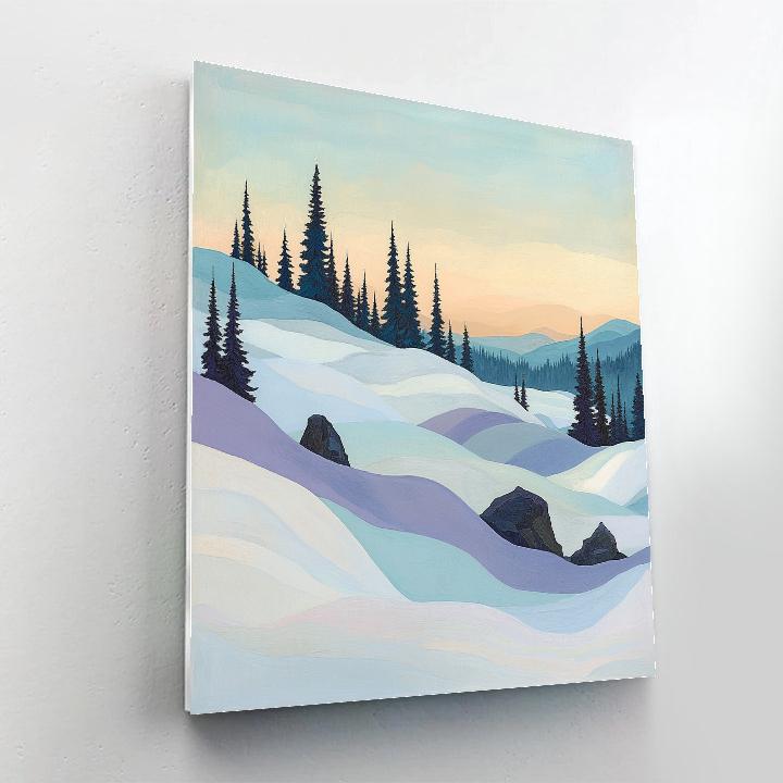 Franklin Carmichael Inspired Winter Pines In Violet Snowlight Painting by numbers kit