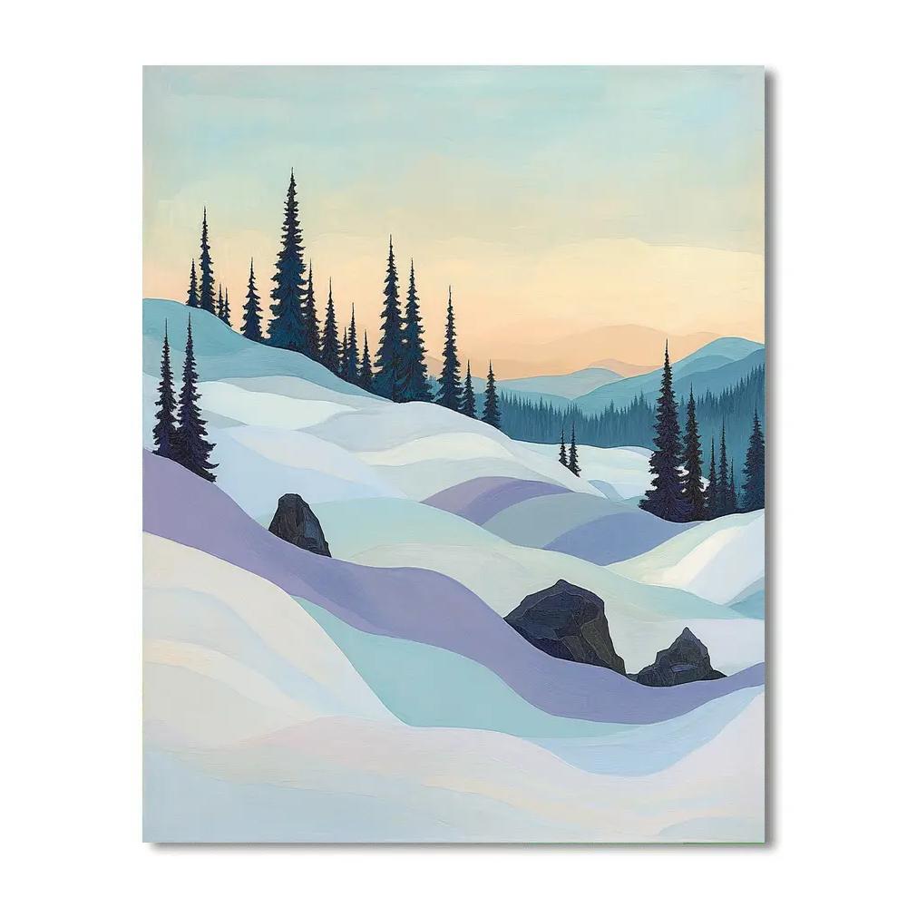 Franklin Carmichael Inspired Winter Pines In Violet Snowlight Painting by numbers kit