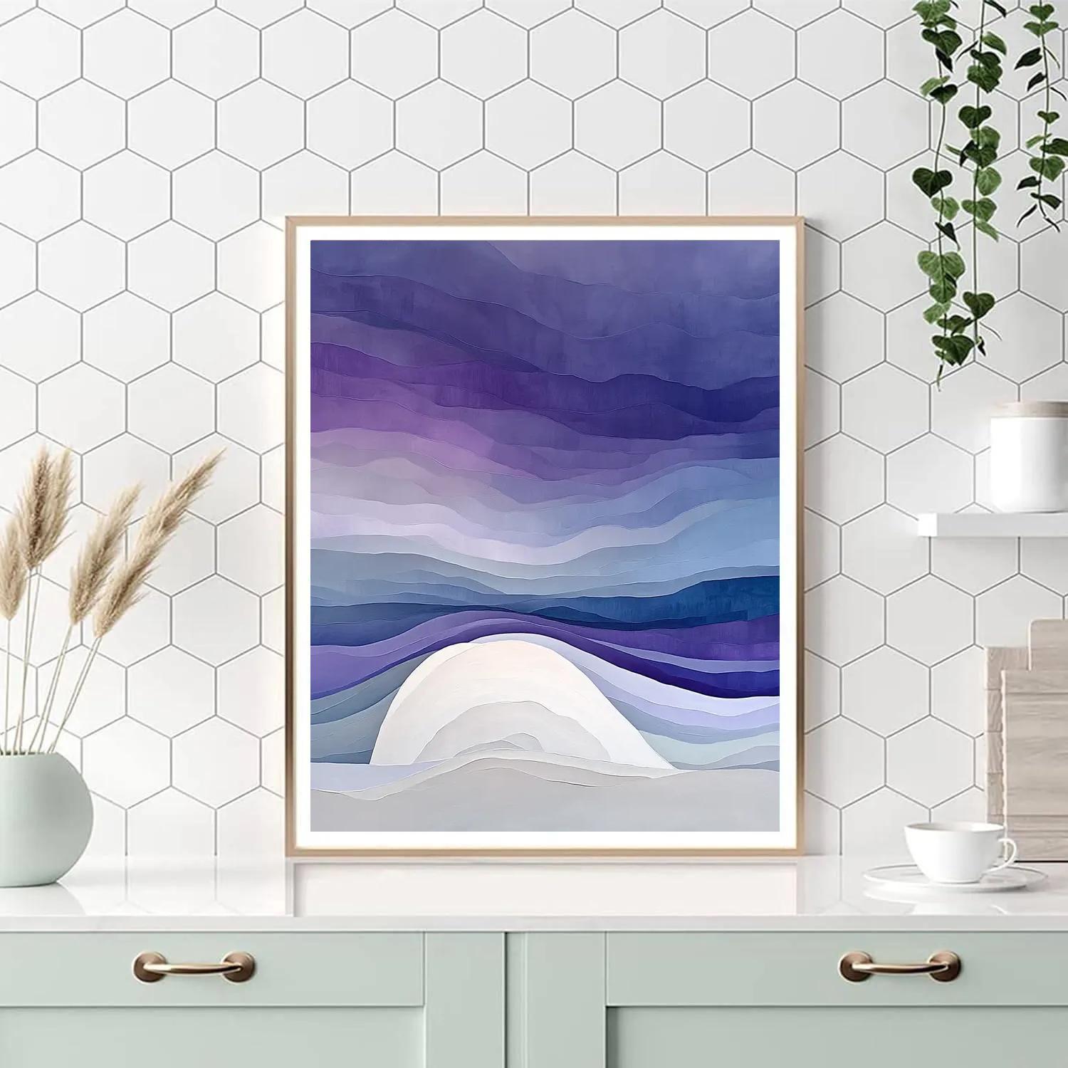 Georgia O Keeffe Inspired Bone White Ridge Against Violet Storm Sky paint by numbers