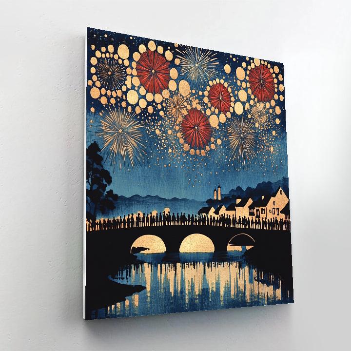 Hiroshige Inspired Distant Fireworks Festival painting number kit