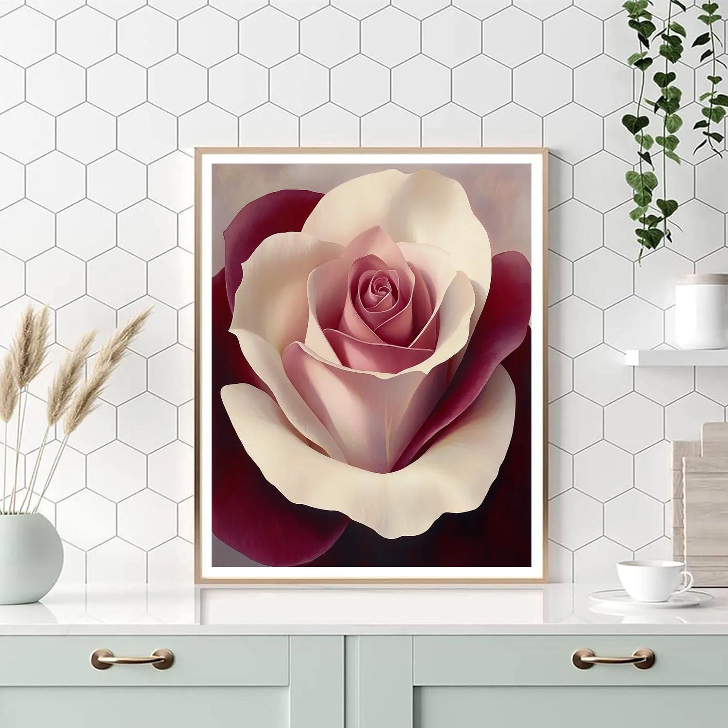 OKeeffe Inspired Close Up Rose Sunrise paint by color