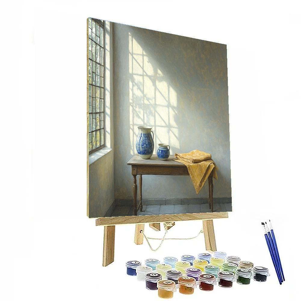 Johannes Vermeer Inspired Delft Window With Falling Morning Light paint by number