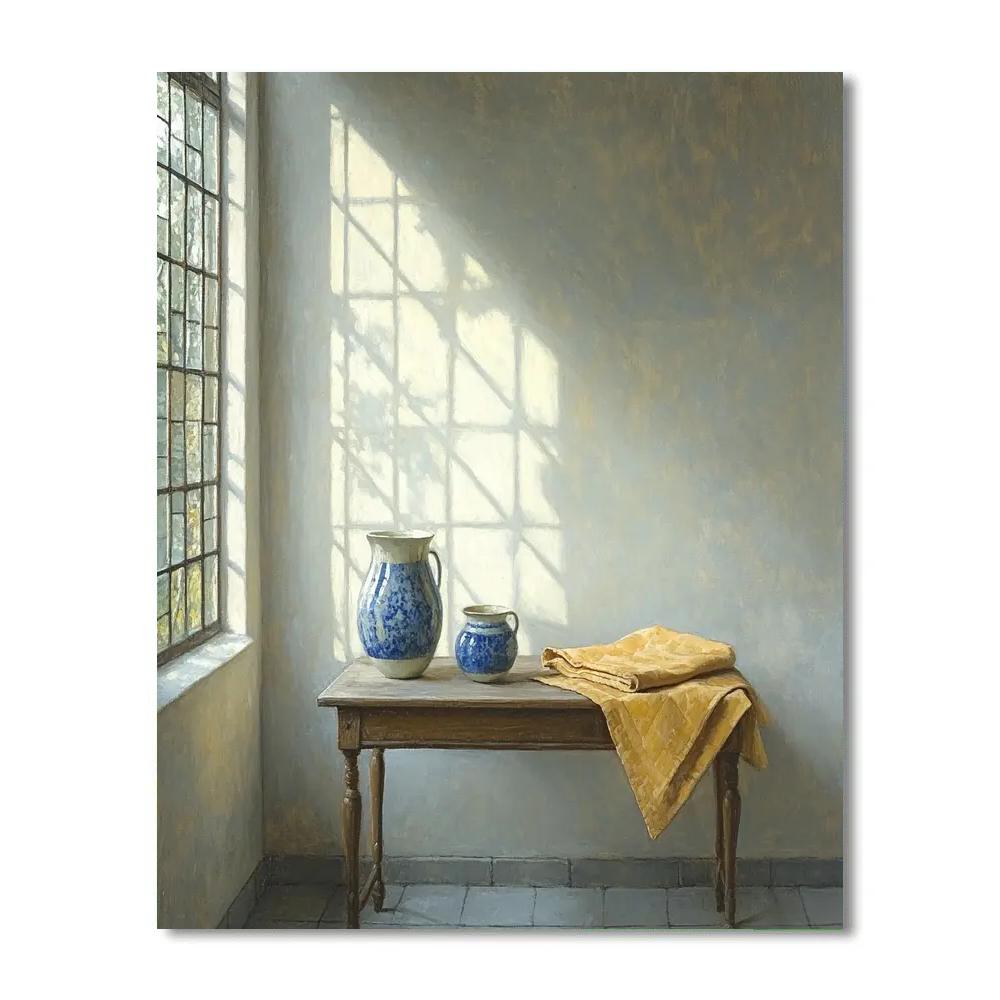 Johannes Vermeer Inspired Delft Window With Falling Morning Light paint by number