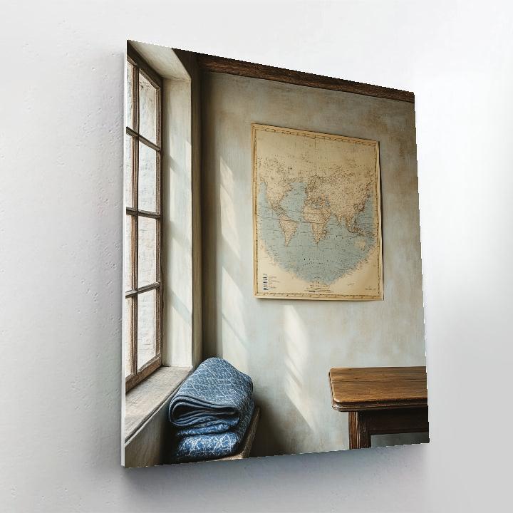 Johannes Vermeer Inspired Interior Wall With Map And Soft Window Light paint by color
