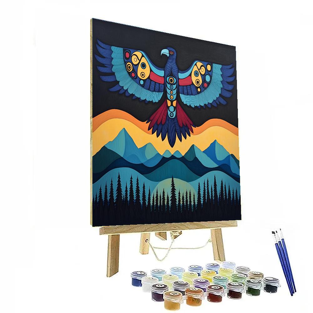 Norval Morrisseau Inspired Thunderbird Over Mountain Spirits Numbered painting kits