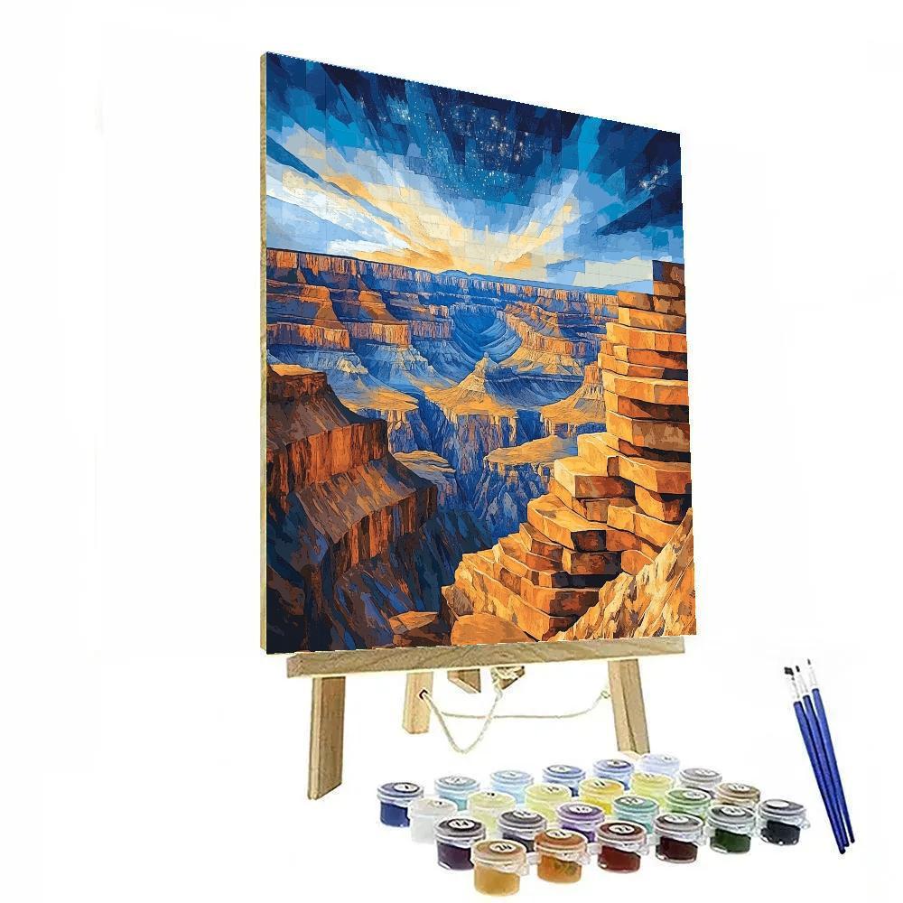 Pablo Picasso Inspired Fragmented Cosmic Canyon Landscape Paint by numbers art