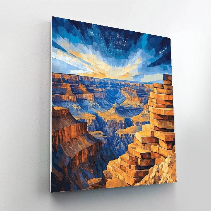 Pablo Picasso Inspired Fragmented Cosmic Canyon Landscape Paint by numbers art