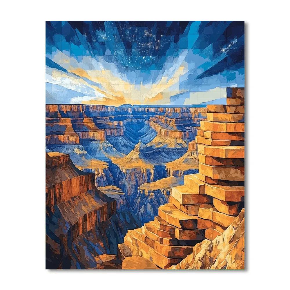 Pablo Picasso Inspired Fragmented Cosmic Canyon Landscape Paint by numbers art