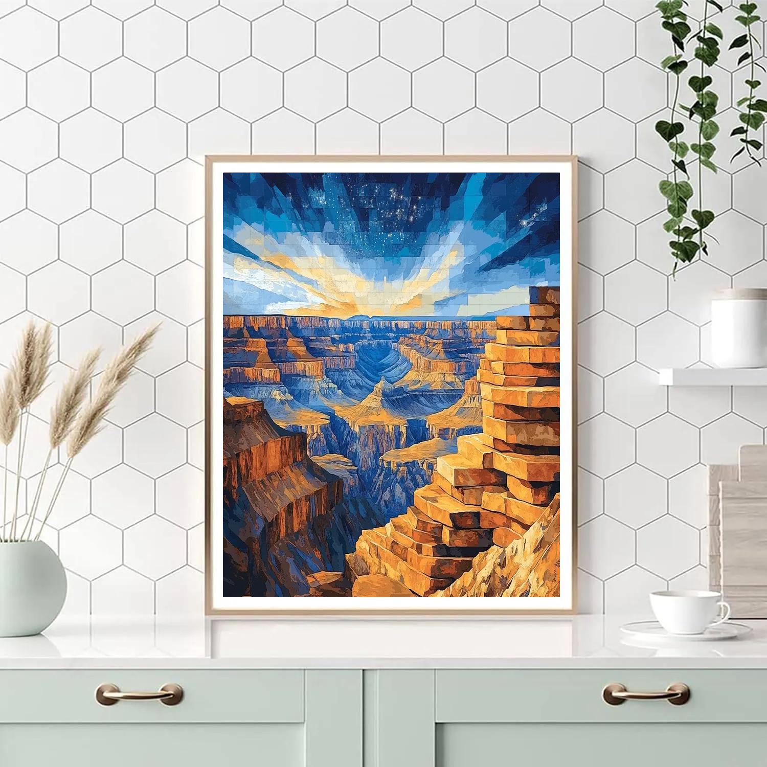 Pablo Picasso Inspired Fragmented Cosmic Canyon Landscape Paint by numbers art