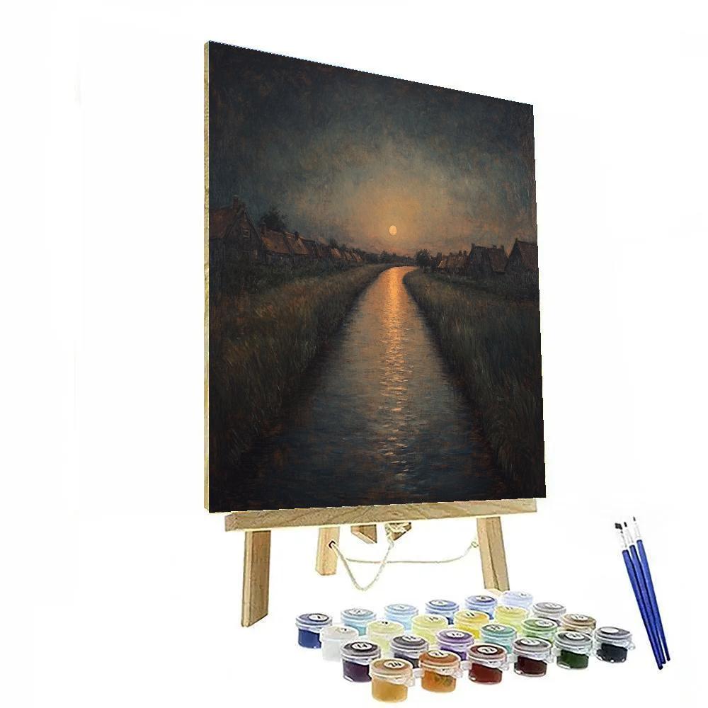 Rembrandt Inspired Moonlit Canal Beyond The Dikes Numbered painting kits