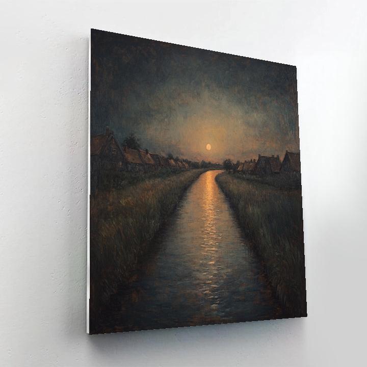 Rembrandt Inspired Moonlit Canal Beyond The Dikes Numbered painting kits