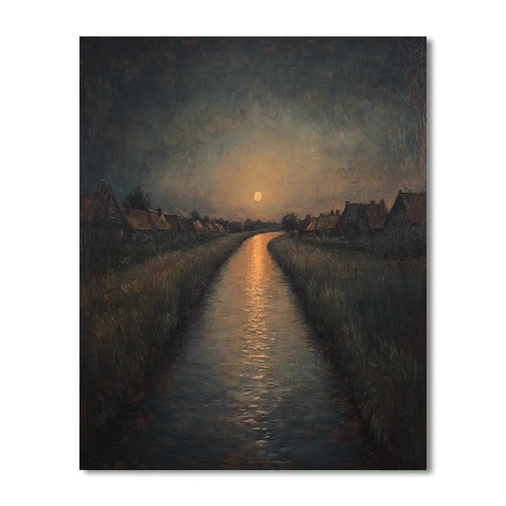 Rembrandt Inspired Moonlit Canal Beyond The Dikes Numbered painting kits