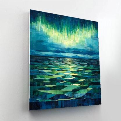 Pablo Picasso Inspired Cubist Aurora Over Geometric Sea paint by numbers