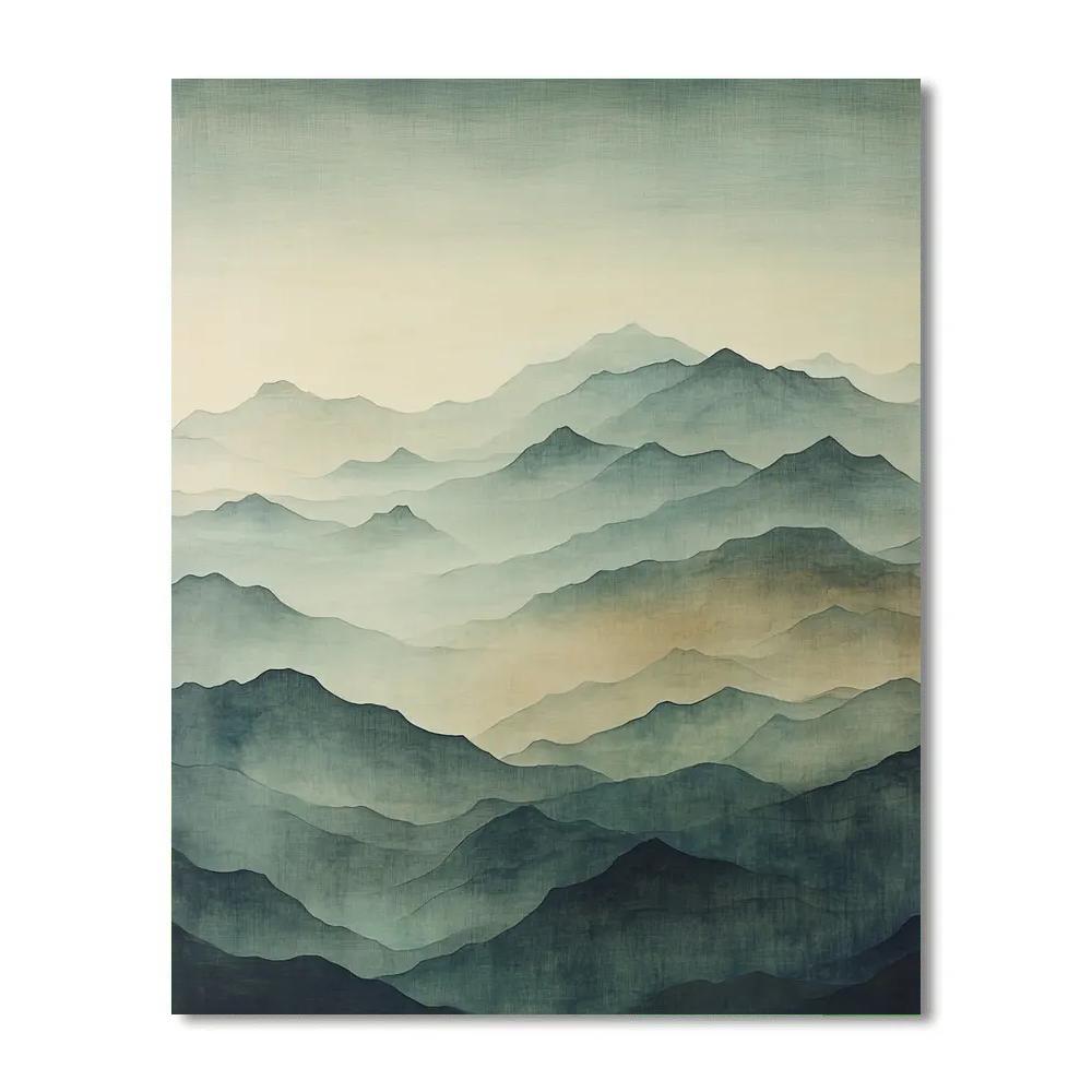 Zhao Mengfu Inspired Celestial Mist Over Ancient Peaks Number painting