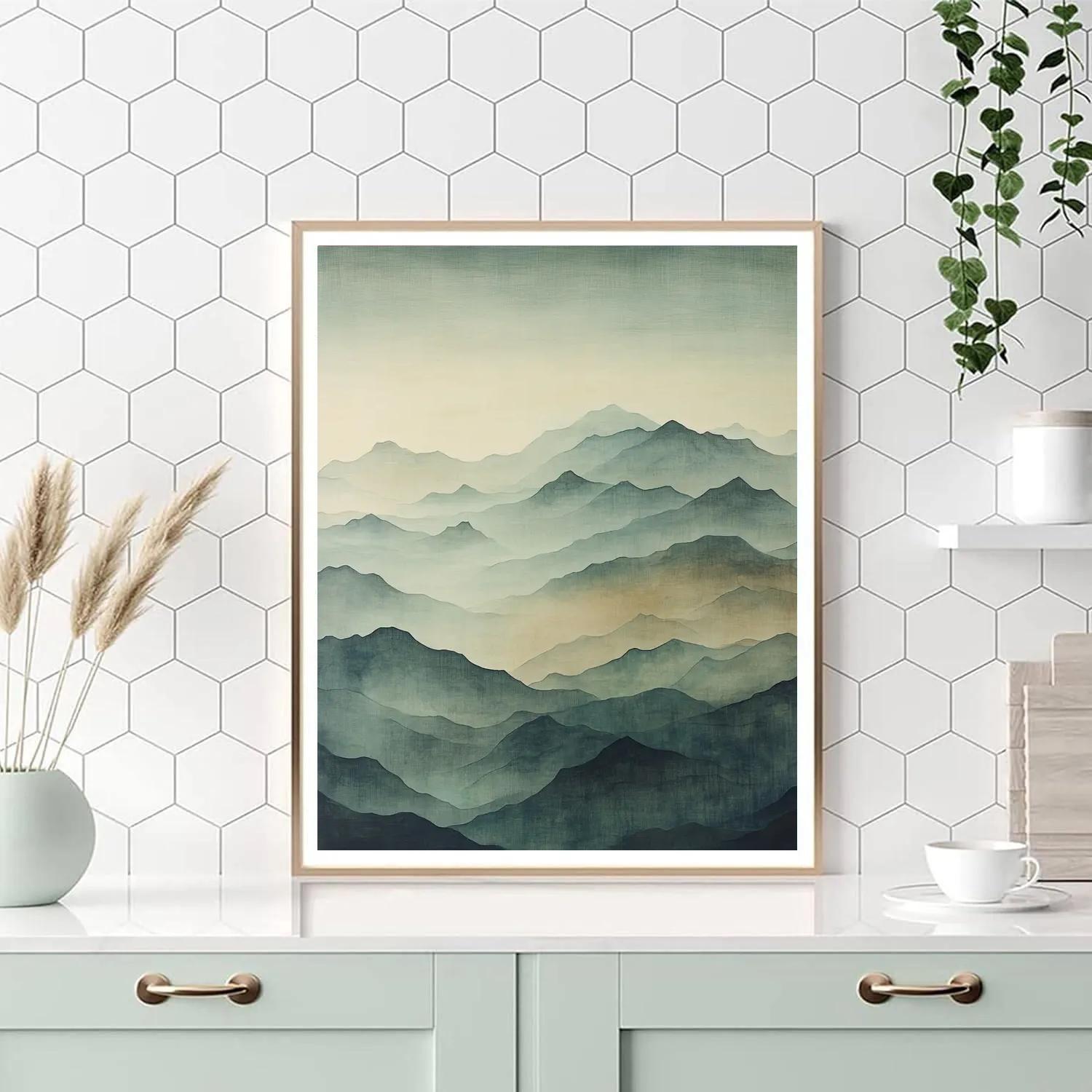 Zhao Mengfu Inspired Celestial Mist Over Ancient Peaks Number painting