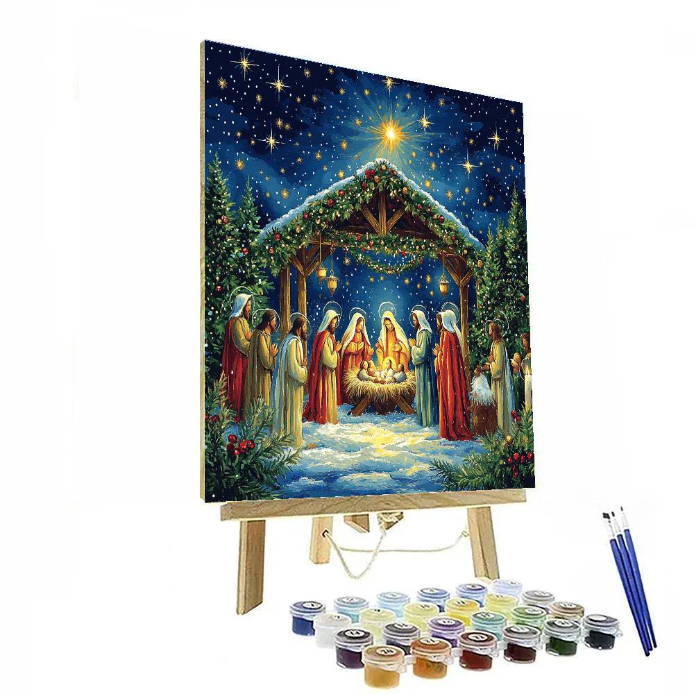 Starlit Nativity Gathering paint by number