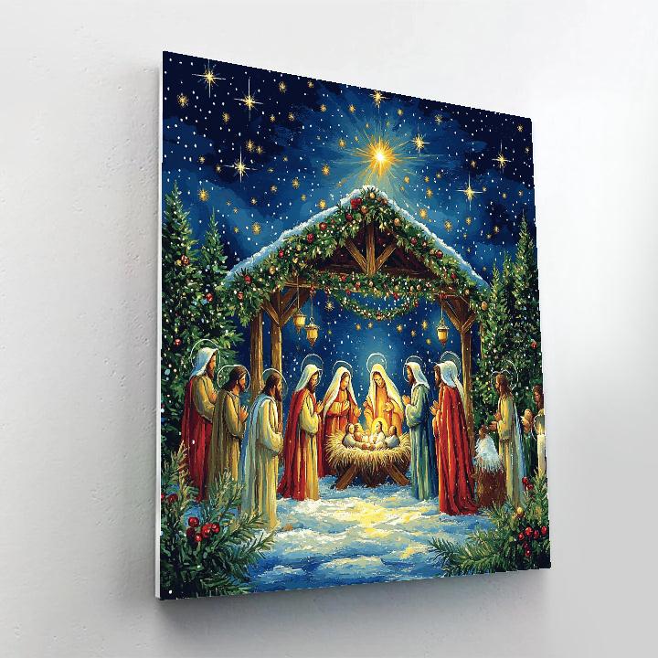 Starlit Nativity Gathering paint by number