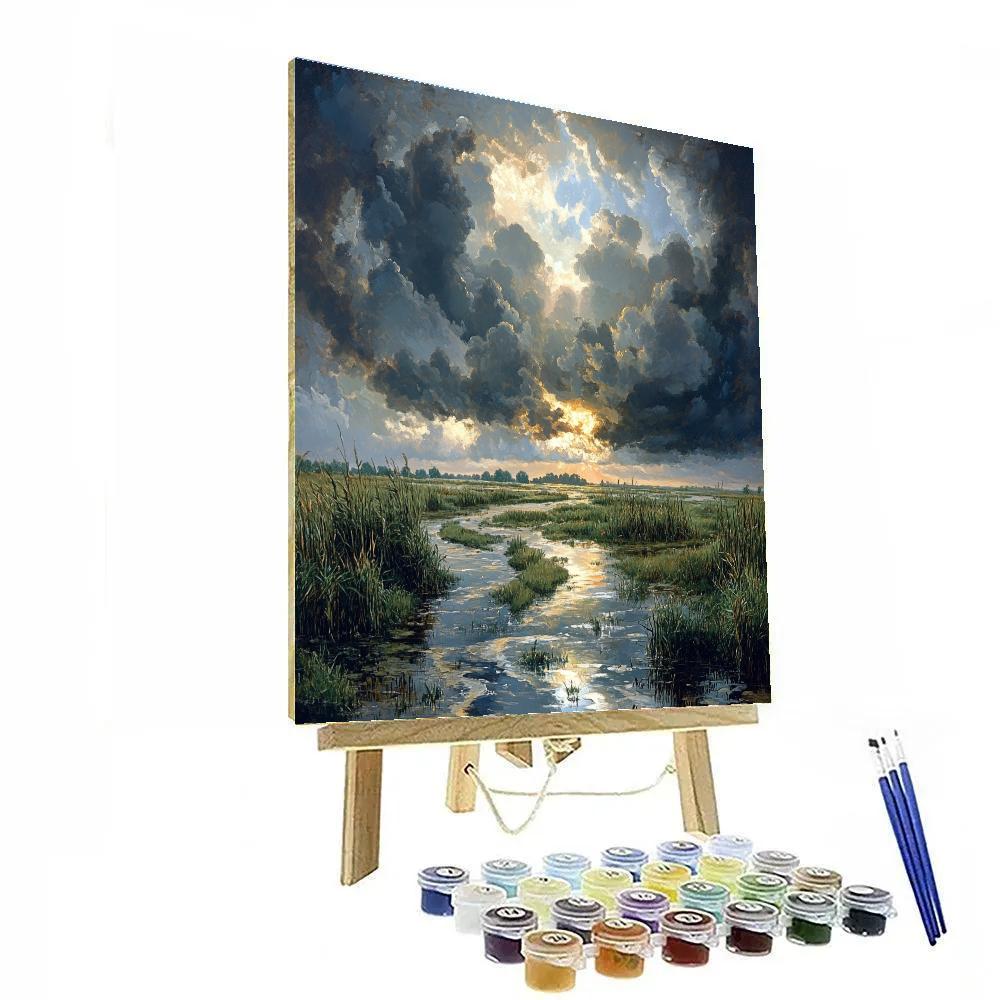 Rembrandt Inspired Storm Break Over Marshy Fields Painting by numbers kit