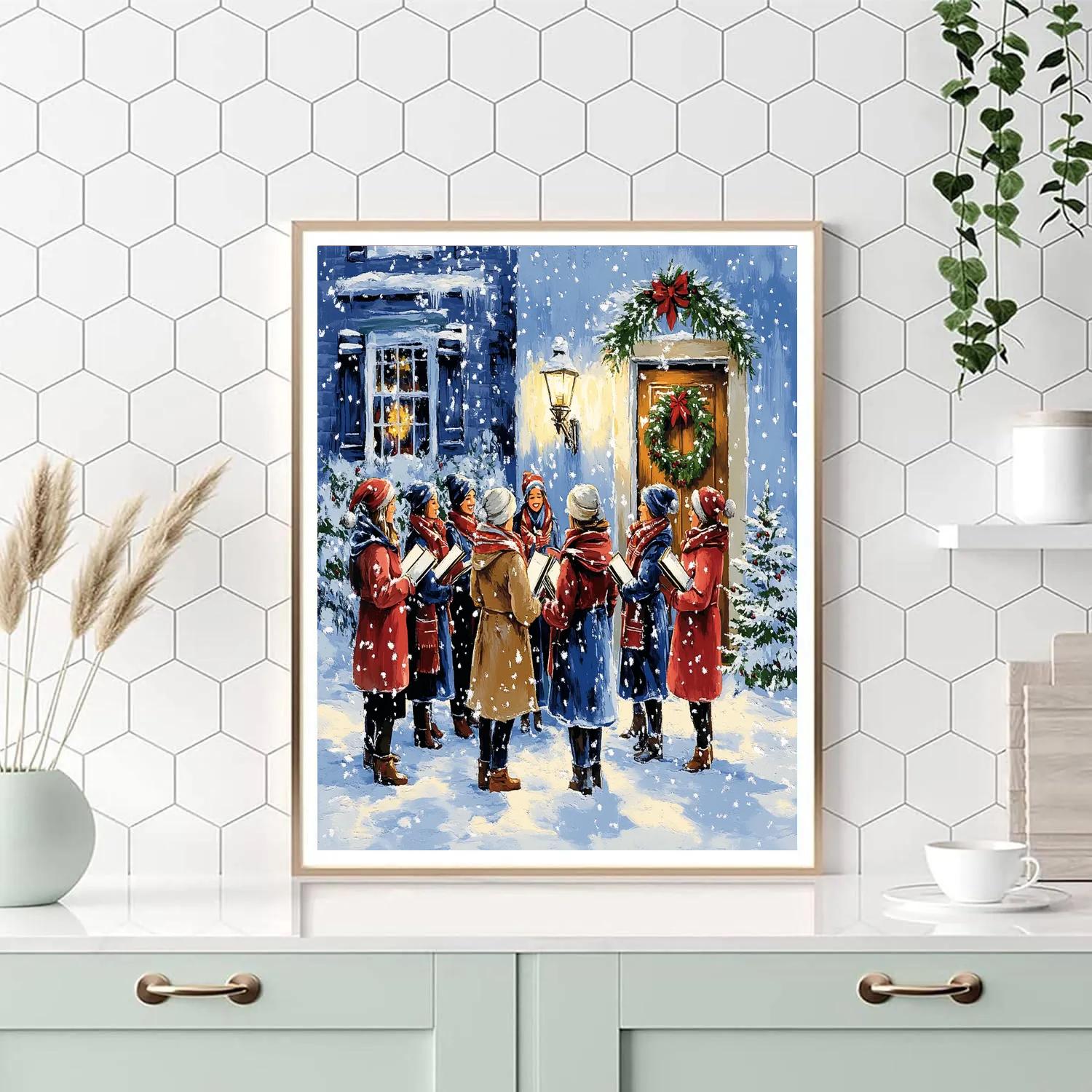 Snowfall Carol Circle Painting by numbers kit