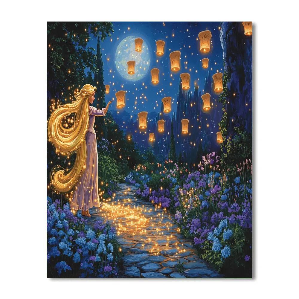 Rapunzel Lantern Garden Glow Disney Inspired paint by number